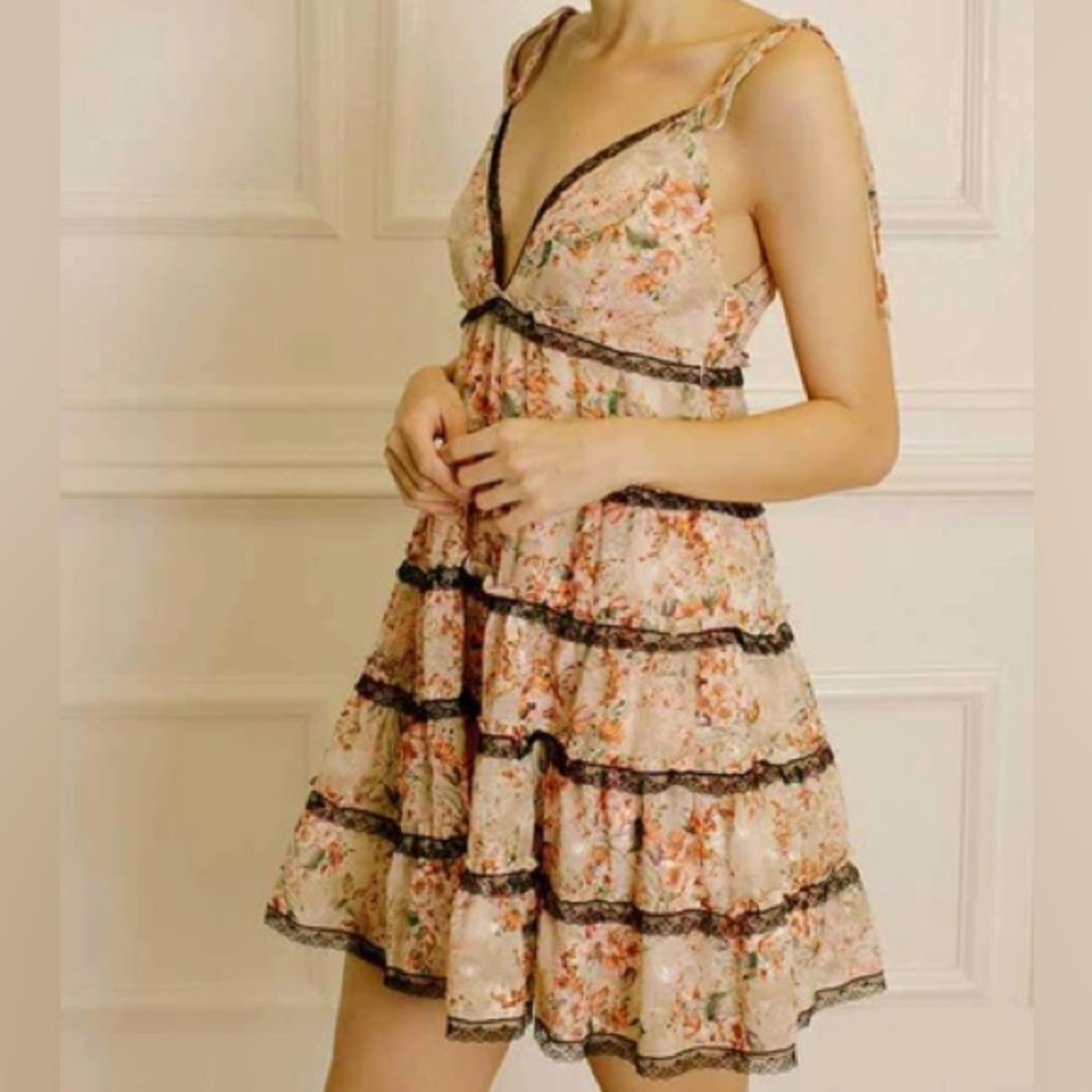 NWT Storia Floral Ruffle Mini Dress Small